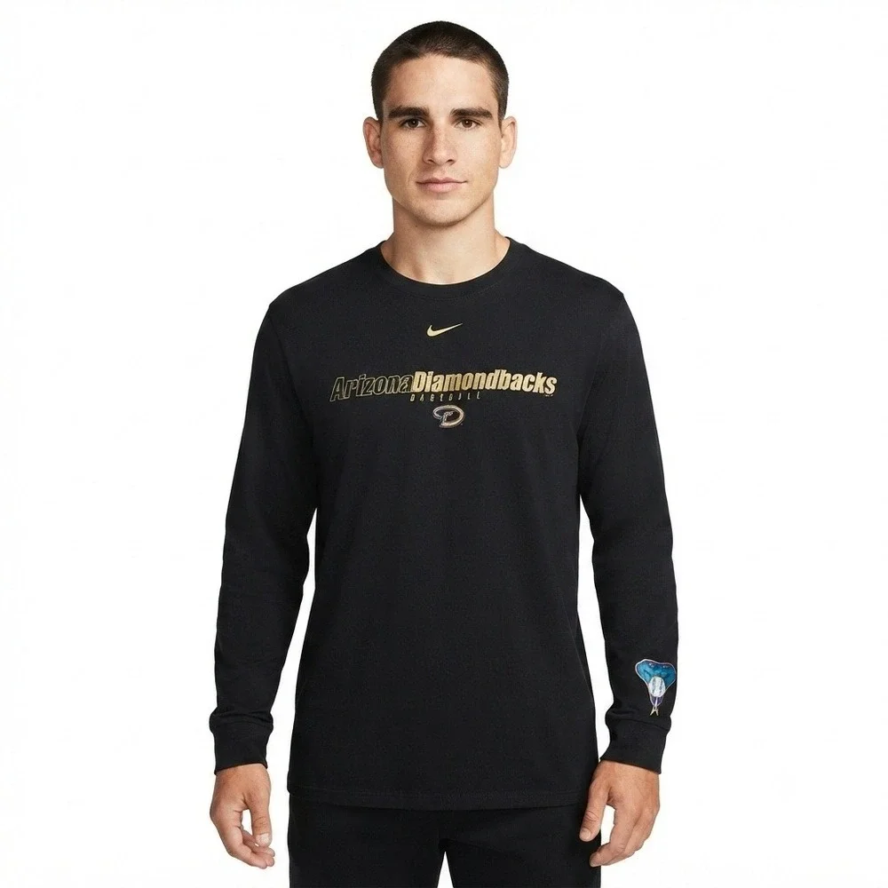 Nike Arizona Diamondbacks Shirt Mens XL Long Sleeve T Black Gold MLB Baseball